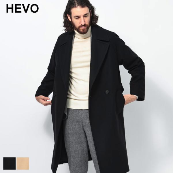 イーヴォ HEVO ウール混 ダブル ロングコート メンズ BRINDISI HEVBRINDISI...