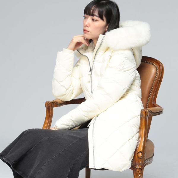 マッカージュ ダウン コート レディース MACKAGE ロゴ ロング丈 Aライン シープファー フ...
