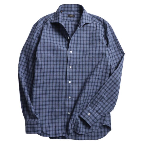 バルバ メンズ シャツ 長袖 BARBA 綿100％ チェック柄 ワイドカラー 長袖 ビジカジ シャ...