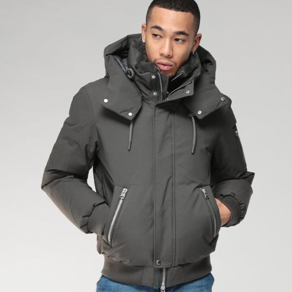 マッカージュ ダウン ブルゾン メンズ MACKAGE シープスキン レザー使い フルジップ ダウン...