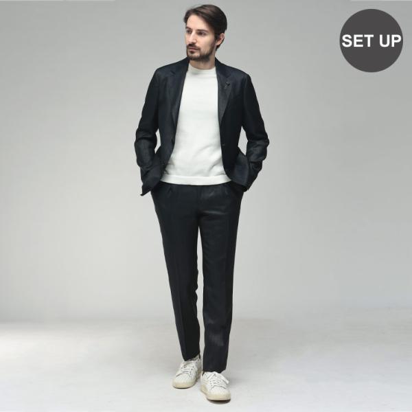 ラルディーニ メンズ スーツ LARDINI デニムルック シャンブレー セットアップ スーツ ブー...