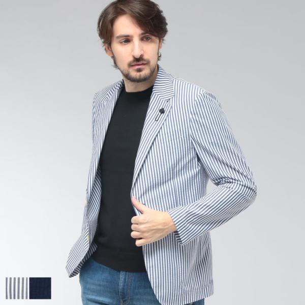 ラルディーニ LARDINI メンズ ジャケット シアサッカー シングル 2ツ釦 テーラード LD6...