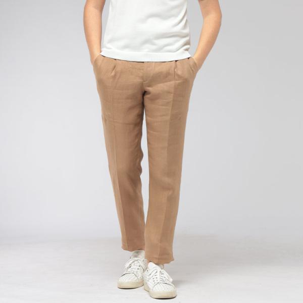 ラルディーニ LARDINI メンズ スラックス 麻100％ ワンタック パンツ LDSOHOCN6...