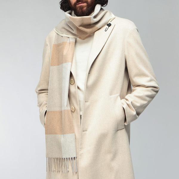 ラルディーニ LARDINI メンズ マフラー カシミヤウール チェック柄 フリンジ ストール LD...