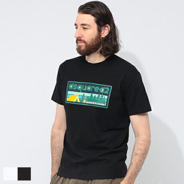 ディースクエアード DSQUARED2 半袖 Tシャツ メンズ フロントプリント クルーネック D2...