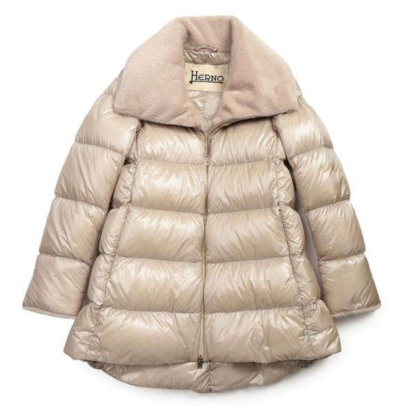 ヘルノ ダウン ブルゾン レディース HERNO ロゴ ナイロンウルトラライト ファーカラー Aライ...