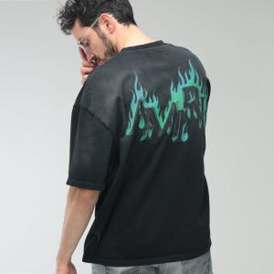 アミリ メンズ Tシャツ 半袖 AMIRI ロゴ バックビッグロゴ クルーネック Tシャツ カットソー FLAME AIAMTOJR1115 ブランド トップス ブラック