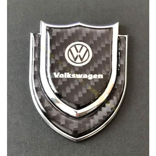 フォルクスワーゲン VW エンブレムステッカー リア サイド フェンダー リアピラー カーボン ブラ...