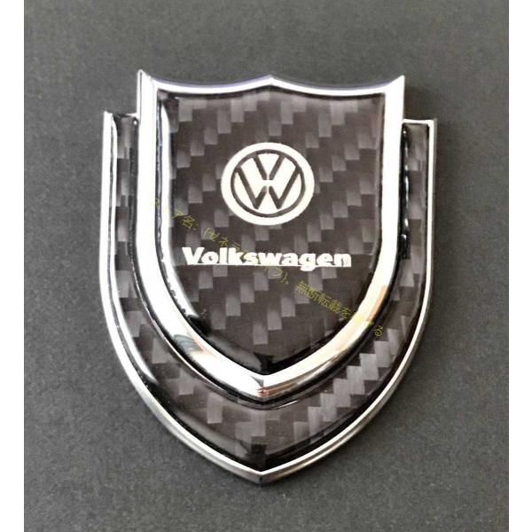 フォルクスワーゲン VW エンブレムステッカー リア サイド フェンダー リアピラー カーボン ブラ...