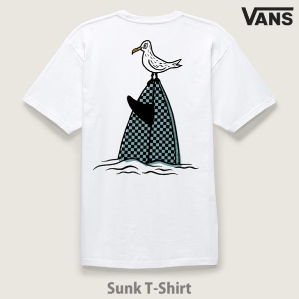 VANS：US直輸入 SUNK TEE 半袖 ホワイト カモメ サーフボード Tee ヴァンズ バン...
