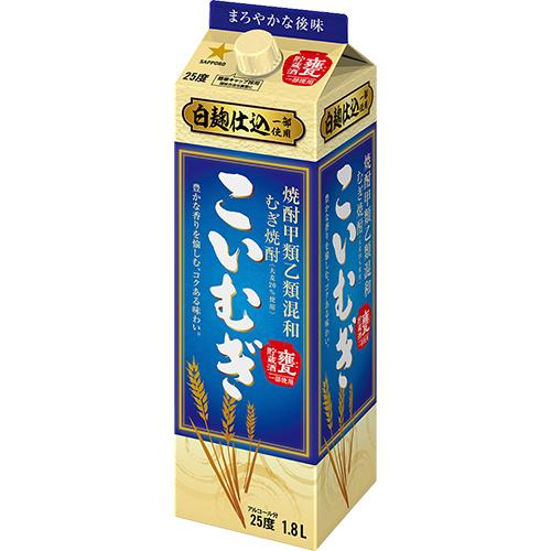 サッポロ 甲類乙類混和 麦焼酎 こいむぎ 25度 1.8L パック 1800ml×6本 ケース u-...