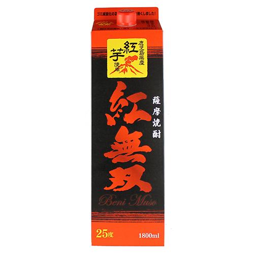 さつま無双 芋焼酎 紅無双 25度 1.8L パック 1800ml×6本 u-yu