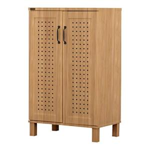 佐藤産業 GENKA シューズボックス 下駄箱 ロータイプ 幅58cm 奥行35cm 高さ93.5cm ナチュラル 通気性 可動棚 10~15足収