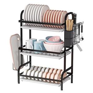 水切りラック 3段 食器 水切りかご 大容量 収納 ラック おしゃれ 箸立て 包丁スタンド まな板立て 台所用品ホル