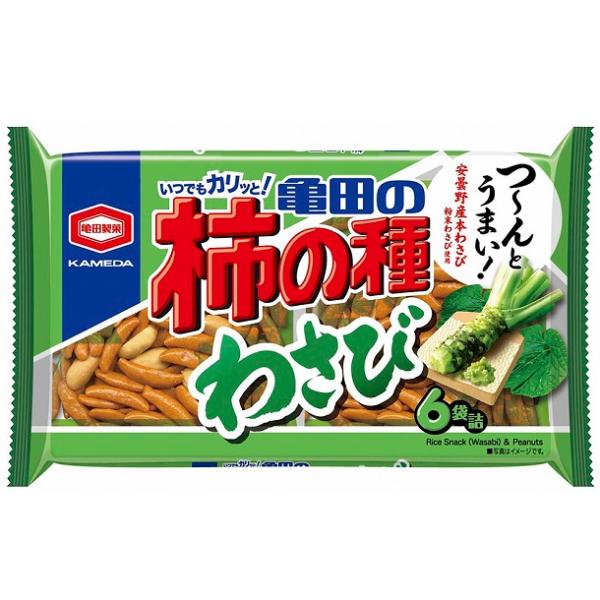 亀田の柿の種【わさび】６袋詰　164ｇ入　１袋　亀田製菓（株）