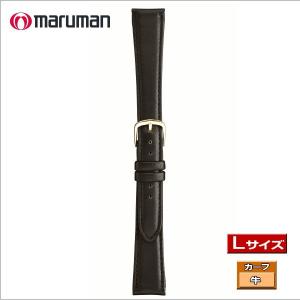 マルマン 時計バンド 紳士革バンド カーフ 黒 Ｌサイズ 時計際幅 17mm 美錠幅 14mm バネ棒2本付き ネコポス便対応品｜zennsannnet