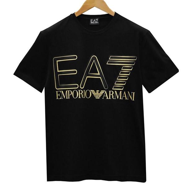 EMPORIO ARMANI エンポリオ アルマーニ EA7 クールネックTシャツ ブラック ゴール...