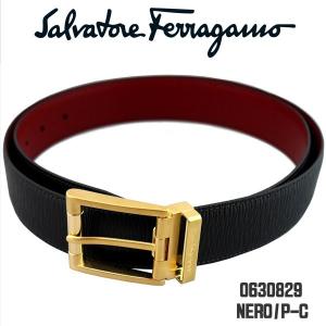 フェラガモ メンズベルト salvatore ferragamo 9408-02-0630829 ブラック レッド N-RO 95cmタイプ 並行輸入品｜zennsannnet