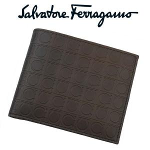 フェラガモ salvatore ferragamo メンズ二つ折れ財布 小銭入れ付き 9685-02-572515 GRIGIO NUOVO ブラウンxベージュ 並行輸入品｜zennsannnet