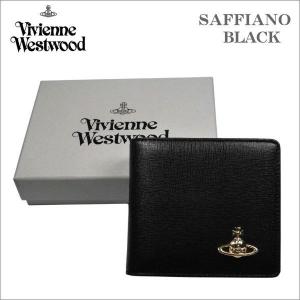 ヴィヴィアン・ウェストウッド Vivienne Westwood 2つ折り財布 サフィアーノ ブラック ゴールドオーヴ SAFFIANO  BLACK No-10｜zennsannnet