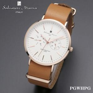 サルバトーレ・マーラ 薄型腕時計 ソフトレザーバンド シンプルインデックス ユニセックスタイプ SM15117-PGWHPG ギフト プレゼント 誕生日｜zennsannnet