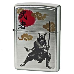 ZIPPO ジッポー ライター 和柄シリーズ 武者 武士 205サテンクローム SP-KC ネコポス便対応品｜zennsannnet