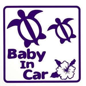 ベビーインカー　赤ちゃんが乗ってます！　BABY IN CAR　ホヌ　パープル　シリウス製 車用 カー用品 デカール シール　ステッカー｜zenpou3