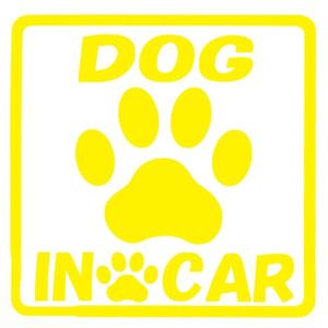 Dog In Car 足跡(レモン)シリウス製ステッカー　車用 カー用品 デカール シール　ステッカー｜zenpou3