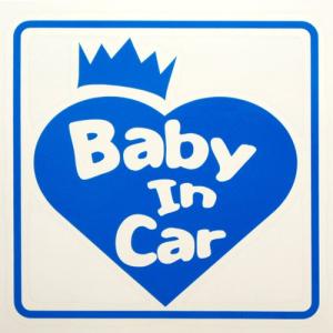 Baby In Car クラウン・ハート(スカイブルー)シリウス製ステッカー　車用 カー用品 デカール シール　ステッカー｜zenpou3