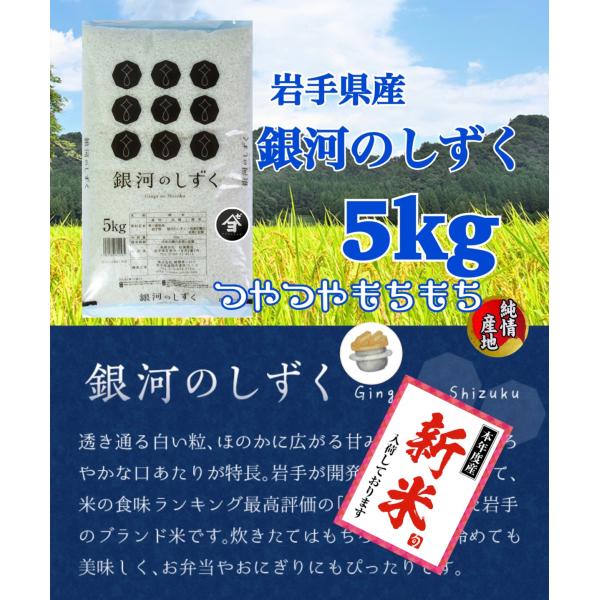 米　精米　新米！【令和7年産岩手県産銀河のしずく5kg】7年連続特A評価を獲得！　一等米　白くて艶や...