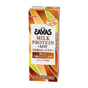SAVAS(ザバス) MILK PROTEIN 脂肪0+SOY カフェラテ風味 200ml×24 明治 ミルクプロテイン｜zenzai