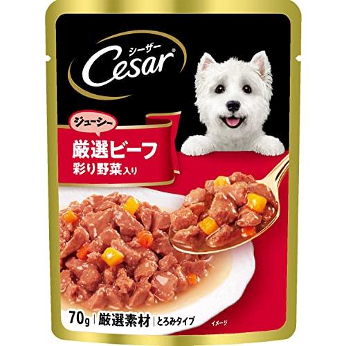 シーザー パウチ 成犬用 厳選ビーフ入り 野菜入り 70g×16個 (まとめ買い) [ドッグフード・...