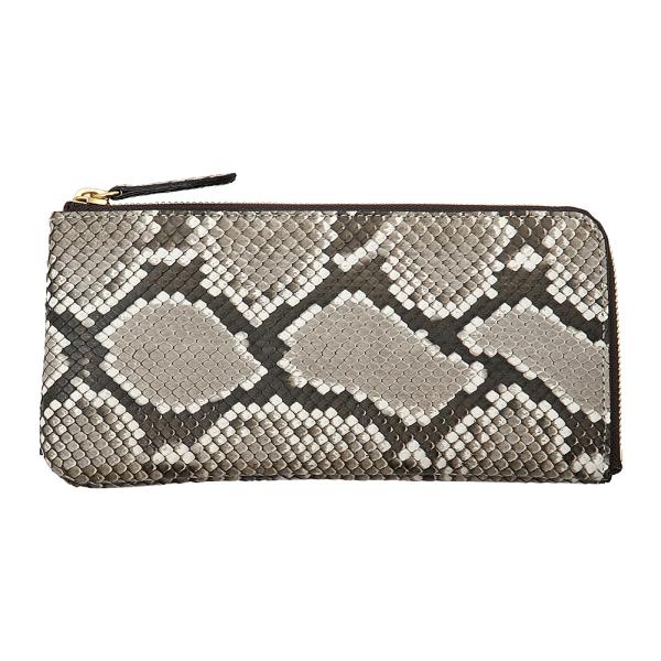 イタリアンパイソン 薄型 L字ファスナー 長財布 スリム ウォレット