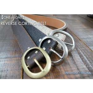 ベルト メンズ 通販ワンオンワンオーバルバックルリバースレザーベルト日本製