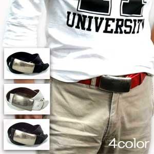 ベルト メンズ レディース バックルビックバックルリンクルレザーベルト