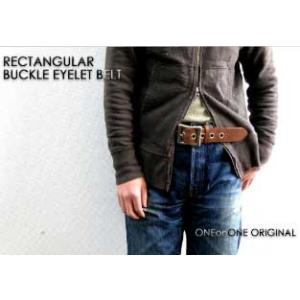 ベルト メンズ 通販ワンオンワンレクタングラーバックルアイレットベルト日本製