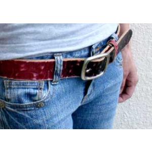 凸凹したクラフトにあたりを出したビンテージ調感あふれるリアルレザー本革 グラーデーションベルト