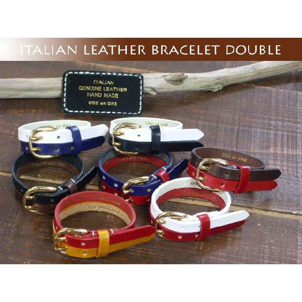訳ありラス1リストバンド ブレスレットレザー革 アクセサリーイタリアンレザー ブレスレットダブル M...