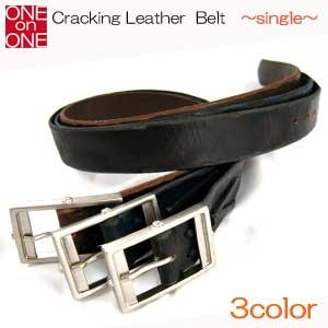 ベルト 革 本革 メンズ 通販 カジュアル ワンオンワン GENUINEひび割れ加工レザー 革 シン...