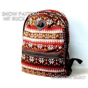 デイパック リュック バックパック メンズバッグ レディースバッグ 通販優美社雪柄ジャガードニット