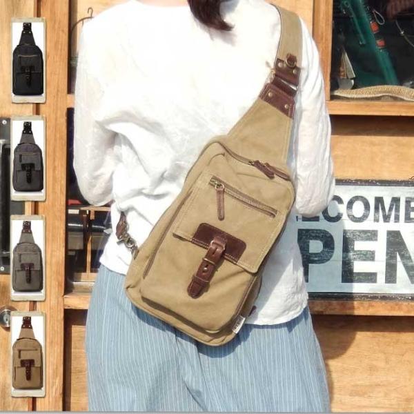 ハンプコウボウ 帆布工房 革付属10号帆布 縦型ボディバッグ