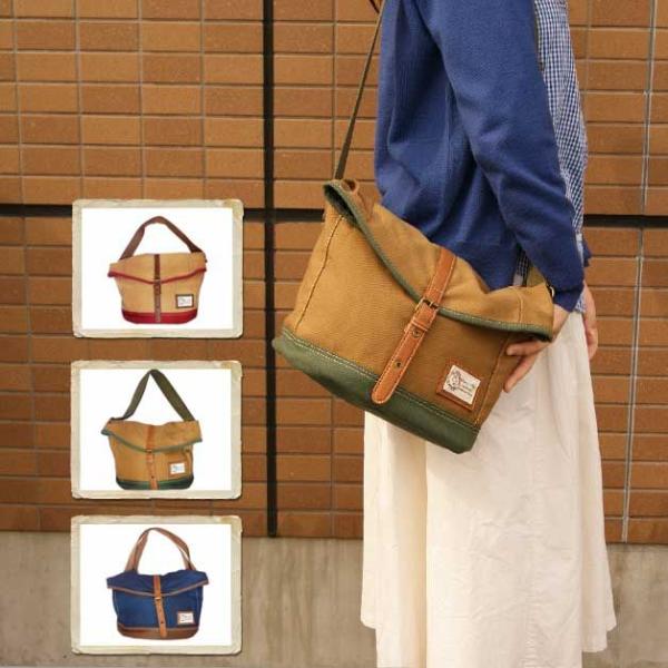 チエミサック キャンバスコットン口折れショルダーバッグ