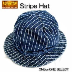ハット 帽子 ガロン ガロン サンピラー デニムストライプハット日本製