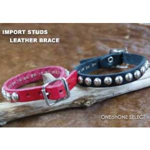 ブレスレット バングル 革小物ドットスタッズレザーブレス