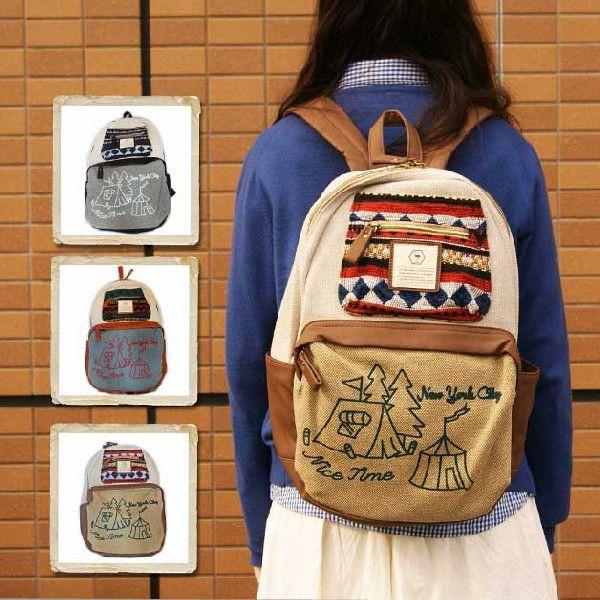 カジュアル セレクションカジュアルセレクション メキシカンラグ調ハンドプリント風リュックサック