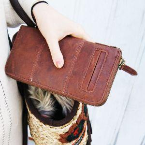 長財布 アネロ ロングウォレット フェイクレザーラウンドファスナーICポケット付きロングウォレット