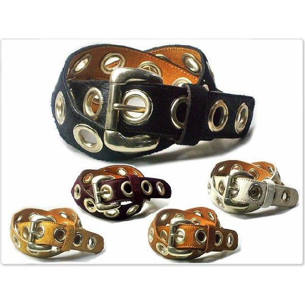 ベルト 革 ダディー  メンズ カジュアルローラーバックルビックアイレットハラコベルト日本製