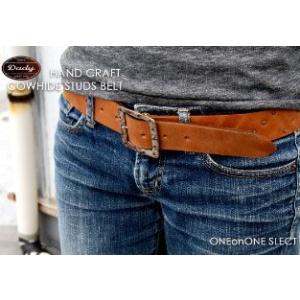 ベルト 革 ダディー  メンズ カジュアル彫金のようなバックルとムラのある仕上げのCOWHIDEレザ...