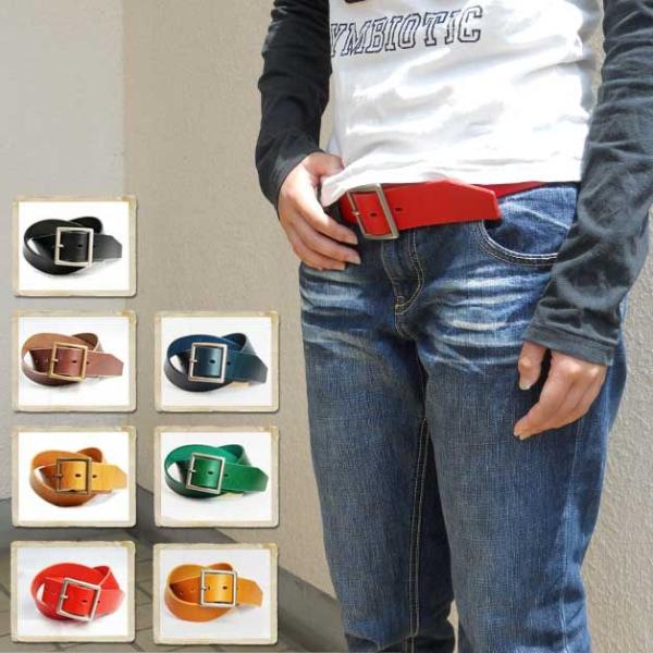 ベルト 革 ダディー  メンズ カジュアルアンティーク調オイルレザーと中古感たっぷりのバックルがいい...