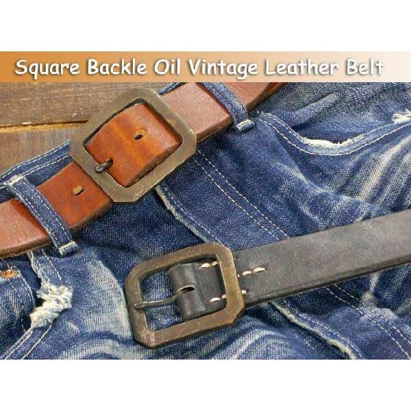 Dady オイルビンテージレザースクエアバックルベルトメンズベルト レディースベルト日本製